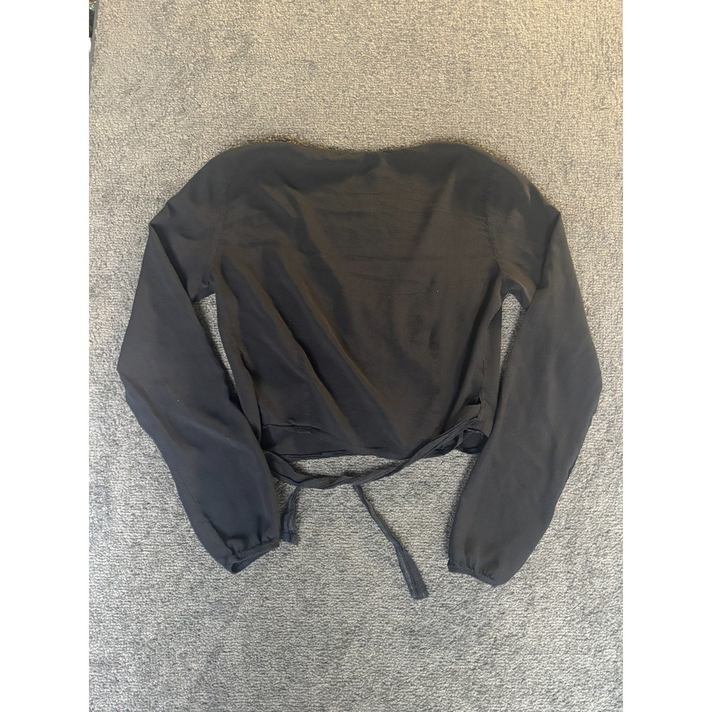 Brand Melville Blouse Top Women's Large‎ Black V-Neck Back Tie Waist Pullover - Picture 5 of 6